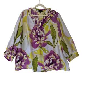 Worthington Women Garden Floral Multi-Color Top 3X Sheer Lightweight‎ Career New